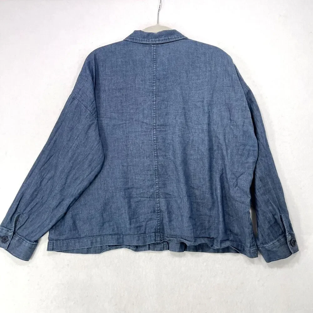 Eileen Fisher Indigo Jean Jacket - Picture 2 of 11